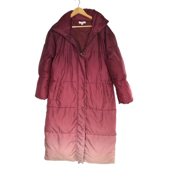 Busayo Collective Ombre Parka Jacket Quilted Puffer Coat Winter Red Small - Picture 6 of 10